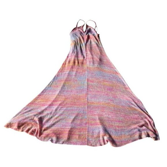 Free People Womens Endless Love Halter Maxi Dress Size M Rainbow Space Dye Knit - Picture 13 of 13